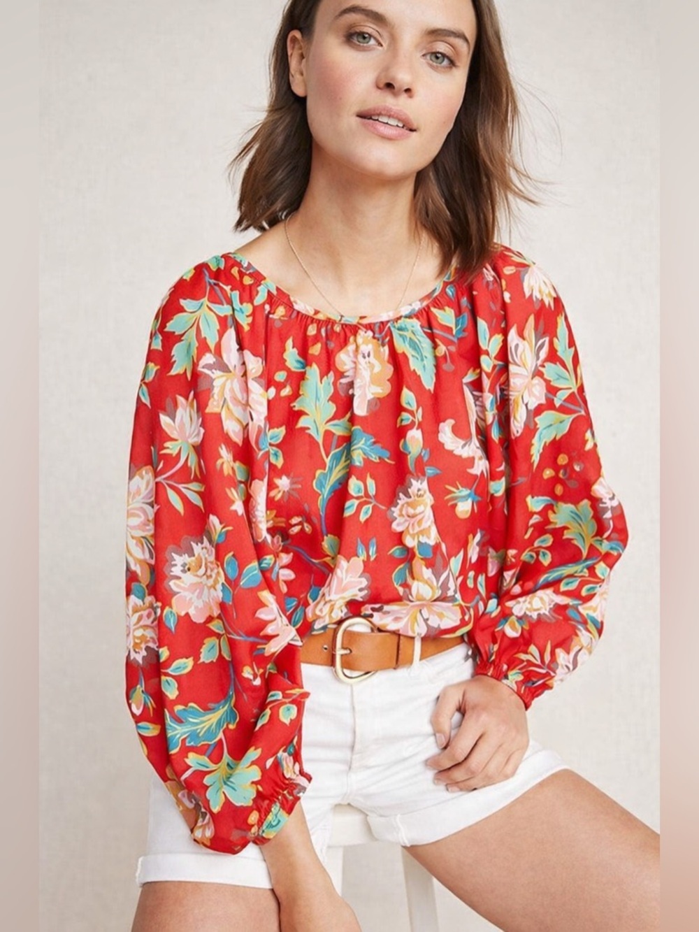 Anthropologie Maeve Lake House Floral Blouse Small